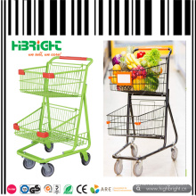 2 Tier Double Basket Shopping Trolley Cart